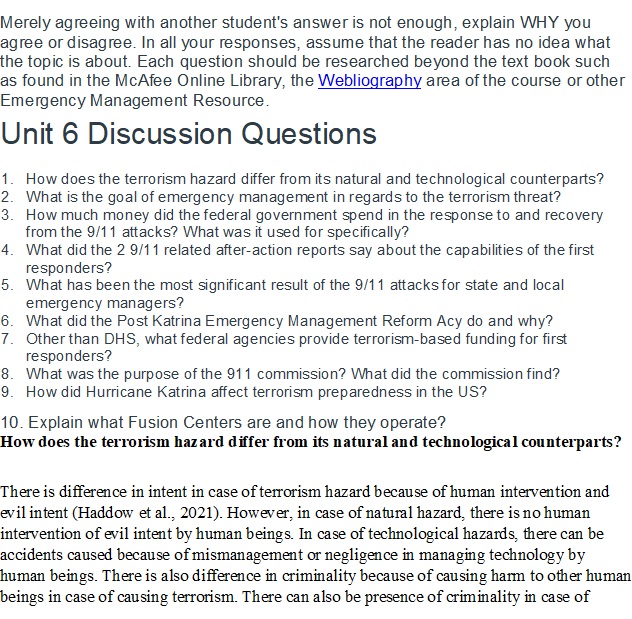 Unit 6 Discussion